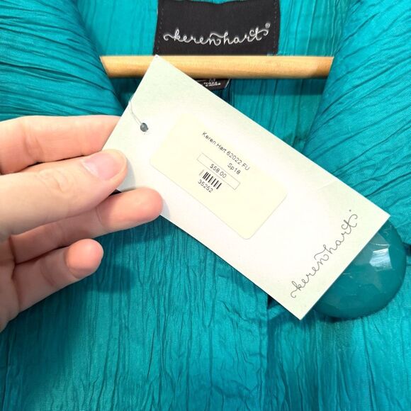 Keren Hart Crinkle Teal Jacket Size Medium NWT - Picture 4 of 10